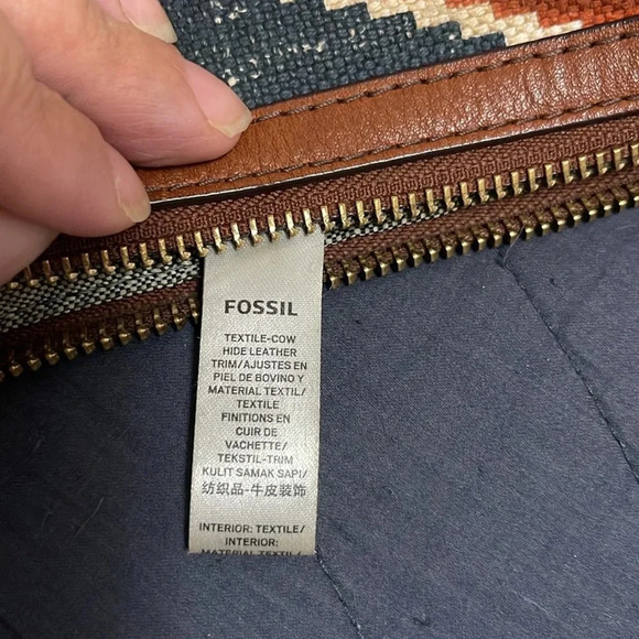 Vintage Fossil 1954 Leather & Canvas with Western/Arizona Native American Print - Picture 7 of 8